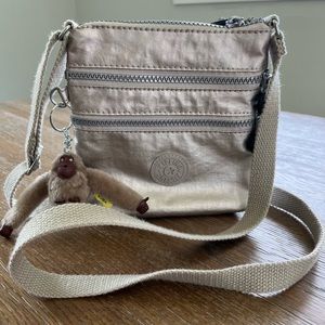 Silver metallic extra small Kipling crossbody bag